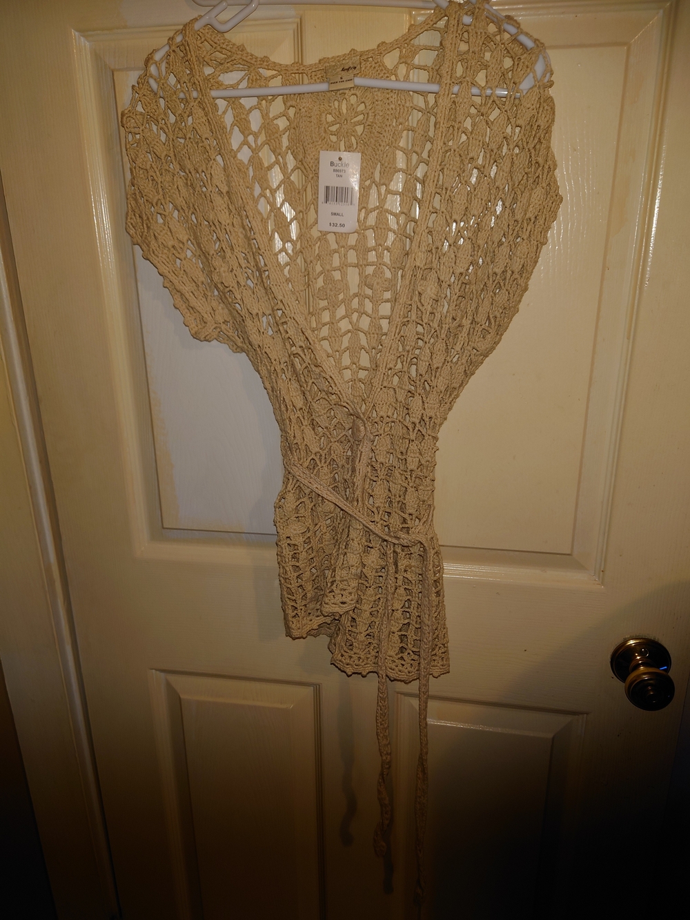 Daytrip Beige Crochet Open-Weave Cardigan